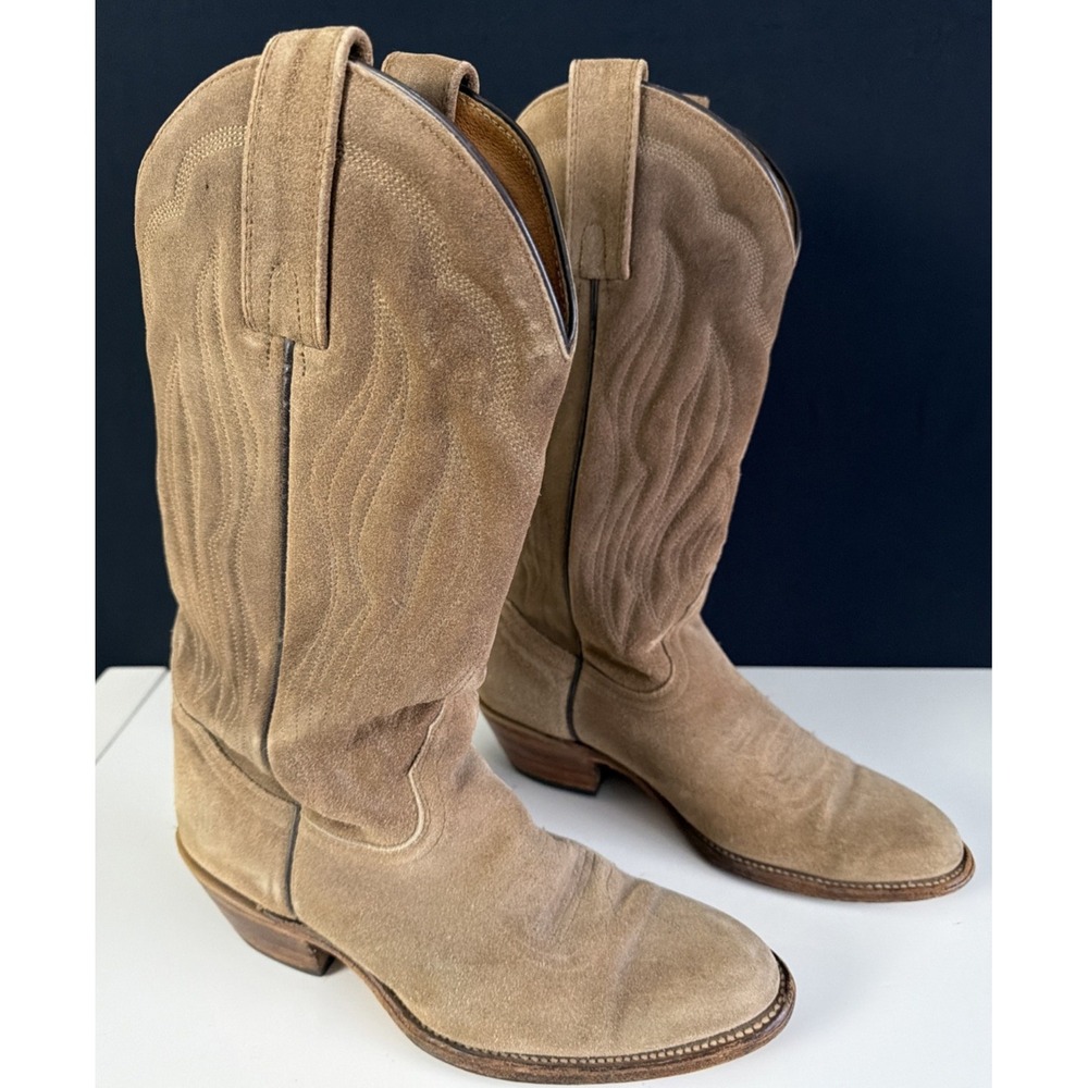 Vintage 1980's FRYE ROUGHOUT Suede Western Cowboy Boots USA Made 7D